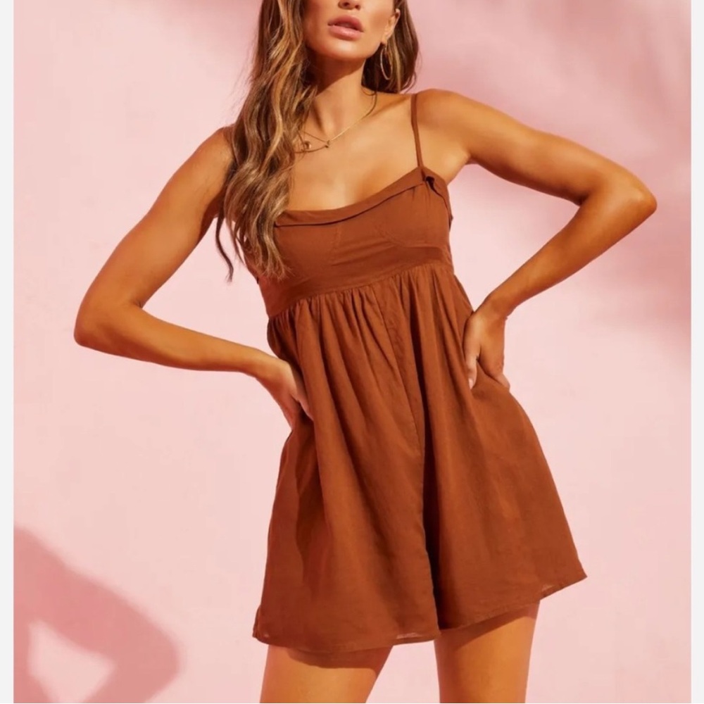 Vici Elaine Babydoll Romper / Camel Size Med NWOT